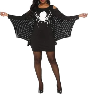 Spinne Grafik schwarz & Cut-Out Ärmel 3XL Jersey Tunika Cosplay Kleid - Bild 1 von 6