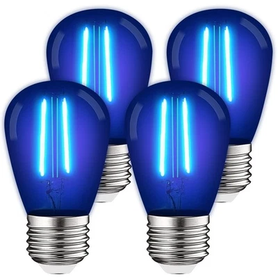 Luxrite S14 Edison LED Blue Light Bulb for String Lights 0.5W UL E26 4 Pack - Image 1 of 4