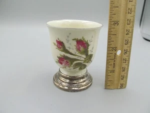 Rosenthal Egg Cup Selb Germany Sterling Silver Base Rose - Picture 1 of 4
