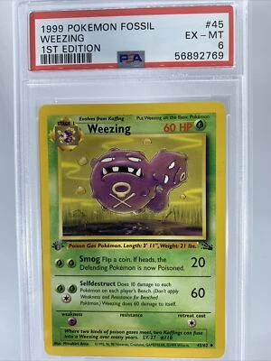 1999 Pokemon Fossil 1st Edition #45 Weezing PSA 6 EX-MT 45/62 WOTC - Image 1 of 2