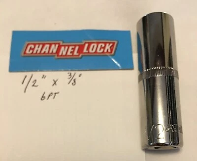CHANNELLOCK  1/2" x 3/8" DR     SAE DEEP SOCKET  6 Point Free USA Shipping - Image 1 of 4