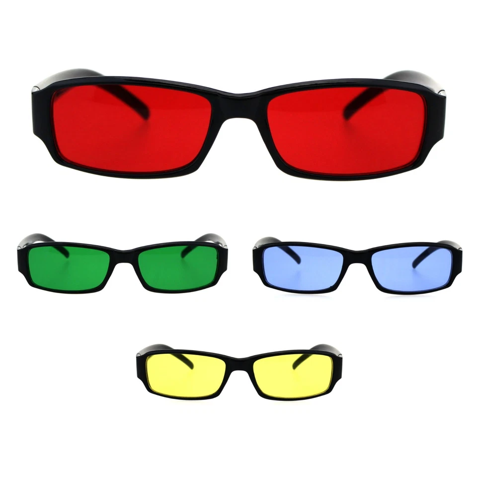 Gafas de sol rectangulares clásicas de plástico con lentes de color Pimp Pop Foto 1 de 1