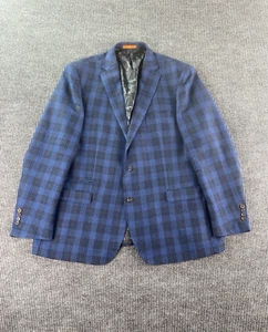Tallia Sport Coat 52 XL Blue Wool Windowpane Check Premium Designer Big & Tall - Bild 1 von 14