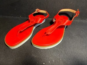 Women’s Michael Kors Judy Saffiano PVC Dark Sangria Thong Sandals Size 10M NEW - Picture 1 of 10