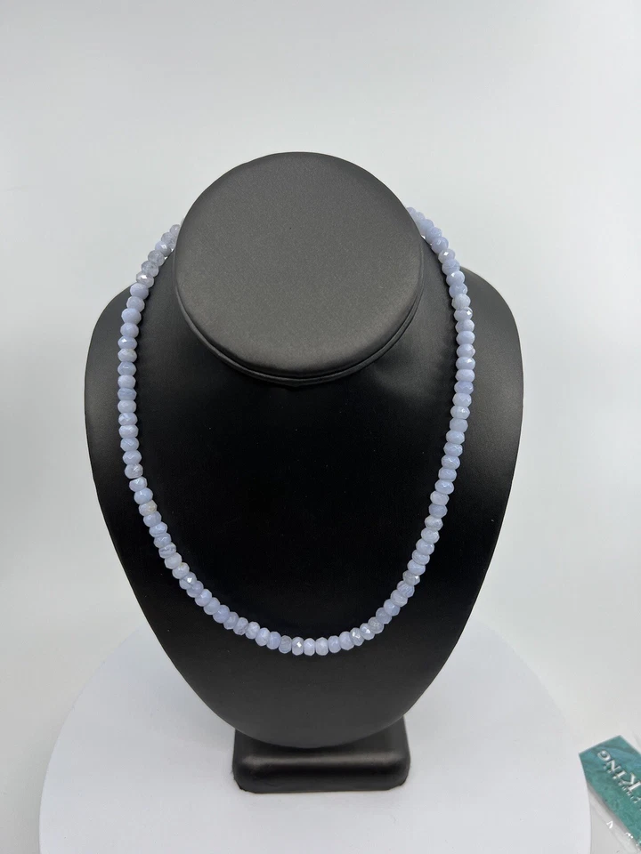 Jay King Mine Finds Blue Lace Agate Rondelle Beaded Necklace 18" 550290