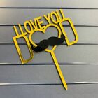 I Love You Dad Acrylic Black Mustache Gold Cake Topper Heart Party Father Decor