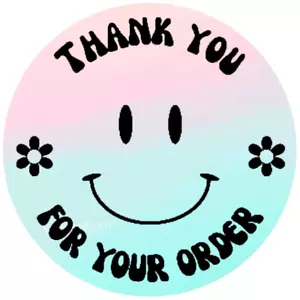 Smiley Face Thank You for your order Stickers labels 15 colors to choose from - Picture 1 of 15