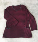 Luca Vanucci Womans Long Line Jumper with Pockets Size M Made in Italy Red/Black