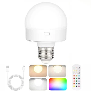 3 Color Temperatures Rechargeable Light Bulbs Remote Control Battery Operated Li - Picture 1 of 12
