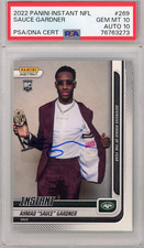 Graded 2022 Panini Instant Ahmad Sauce Gardner #269 Rookie Card PSA 10 Auto Mint