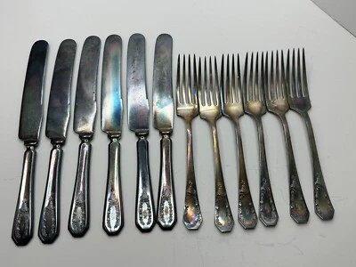 RARO 1940 Holmes & Edwards Cornucopia 12 piezas Juego de cuchillos y tenedores Foto 1 de 4