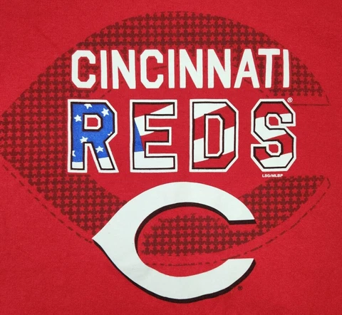 Cincinnati Reds T-shirt Mens Large Red MLB Genuine 4th Of July USA Flag Theme Cover