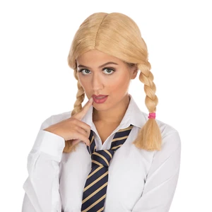 Erwachsene Damen Blond Schulmädchen st Trinians Zöpfe Zopf Kostüm Perücke - Imagen 1 de 1