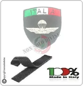 Patch Scudetto con Strip Paracadutisti Folgore Parà Militare Nero + Bandiera - Imagen 1 de 1