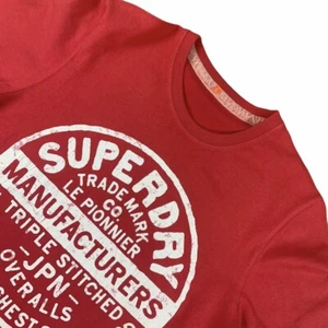 Superdry Graphic Japan T Shirt Manufacturers Tokyo JPN Red White Mens Tee L - Picture 1 of 5