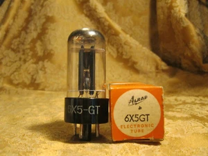 Vintage NOS NIB Japan Alrad 6X5GT Rectifier Tube Black Plates Halo Getter - Picture 1 of 1