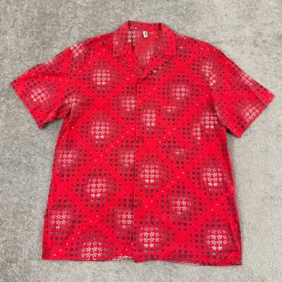 MOSCHINO MARE Shirt Adult UK 34 US 50 Red Geometric Monogram Button Up Preppy - Image 1 of 4