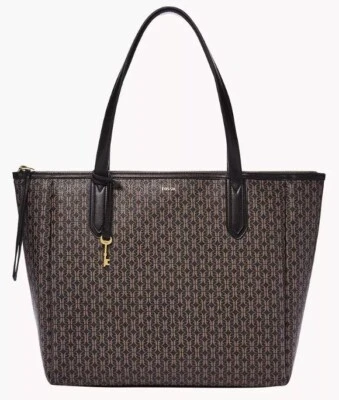 Bolso de Mano Fossil Sydney SHB2816015 PVC Negro/Marrón VEGANO LG NUEVO CON ETIQUETAS Foto 1 de 4