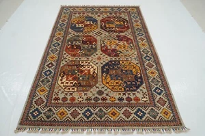 5 x 7 ft Gray Ersari Afghan Hand Knotted Wool Geometric Tribal Area Rug - Picture 1 of 16