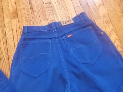 Calça de veludo vintage LEE juniores 11 medidas 28x29 azul feita nos EUA anos 70  - Imagem 1 de 4