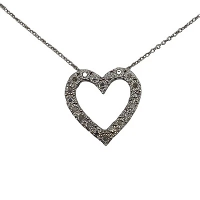 MACY’S Bridge Diamond Hearts 1/10CTW Sterling Silver Pendant Necklace NIB - Image 1 of 4