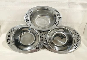 Vintage Lenox Set Of 3 Oval Dip Bowls-Spiro Pattern - Silver tone-L7” W5” H2” - Picture 1 of 7