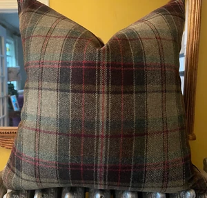 Ralph Lauren Eliott Plaid Olive English Wool Custom Pillow Cover All Sizes - Picture 1 of 8