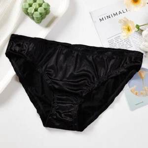 3Pcs Women's Briefs Bikini Low cut Panties Undies Satin Silky Cool Lot 3121 S-XL - Picture 1 of 25