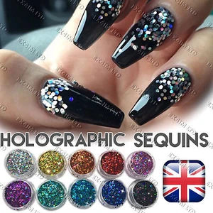 1mm HOLOGRAOHIC GLITTER FLAKES Sequins Paillette Sparkly Nail Art Hexagon 3D DIY - Picture 1 of 19