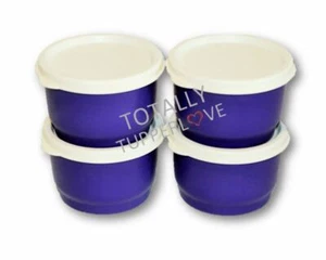 4 tazas de aperitivos Tupperware de 4 oz. Contenedores púrpura oscuro con sellos crema NUEVO ❤️ - Imagen 1 de 1