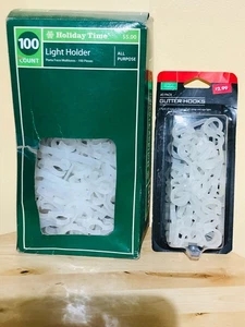 Vtg. Holiday Time~Decks~Fence~Roofs~Christmas Light Clips-100 Box/40 Gutter Hook - Picture 1 of 4
