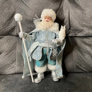 KSA Kurt Adler Fabriche Santa Figurine Blue and Silver Owl Arctic Greetings - Picture 1 of 13