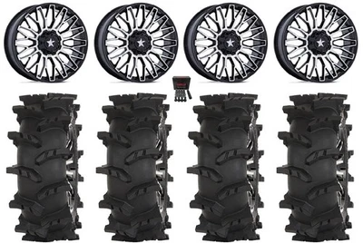 MSA Clubber 22" Wheels Machined 35" Outlaw Max Tires Polaris RZR XP 1K / PRO XP - Image 1 of 4