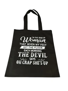 NEW canvas tote shoulder bag custom graphic handmade W 14 H 16 SH 11 inches - Picture 1 of 2