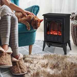 HOMCOM Chimenea Eléctrica, Chimenea de Pie Silenciosa con Efecto Llama, Estufa 2000W - Imagen 1 de 10