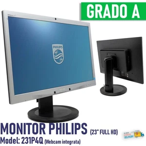 Philips 231P4Q 23" Fhd 16:9 Monitor With Integrated Webcam Dvi Vga Dp - Picture 1 of 7