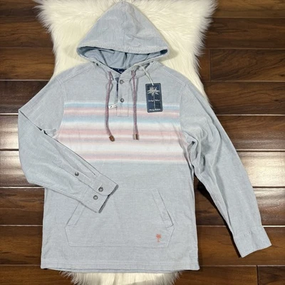 Tommy Bahama Hombres Talla Pequeña Azul Cordón Costero Elastizado Brisa Baja Sudadera con Capucha Camisa Foto 1 de 4