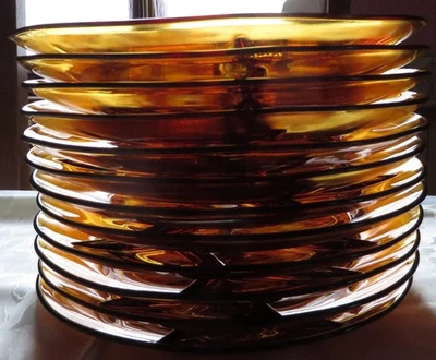 12 très belles assiettes à fondue vintage (années 70/80) Duralex jaune ambré - Photo 1/4