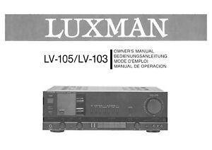 Bedienungsanleitung-Operating Instructions pour Luxman LV-103, LV-105
