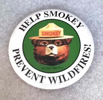 ¡Ayuda a Smokey The Bear a prevenir incendios forestales! Botón Pin Nuevo de Lote Antiguo Foto 1 de 3