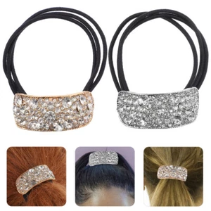 2Pcs Elastic Hair Tie bling crystal hair bands rhinestone hair cuff - Picture 1 of 12