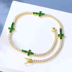 18Ct Round Cut Lab-Created Diamond Tennis Necklace 14K Yellow Gold Plated 18" - Picture 1 of 4