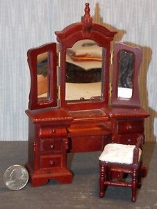 Dollhouse Miniature Bedroom Dresser Mirror Vanity 1:12 scale Y30 Dollys Gallery