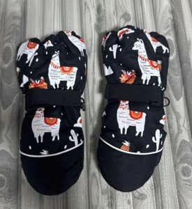 Mittens Lama Themed Youth S/M Black New No Tags - Picture 1 of 5