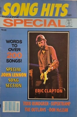 Song Hits Magazine Special Eric Clapton John Lennon Super Tramp 1980 d9 - Image 1 of 4