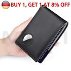~ Echtes Leder Air Tag Wallet Anti-Lost Male Coin Purse For Father Gift (Blau)