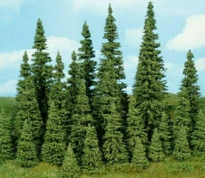 Heki 2150 Tannen Nadelbäume 10 Tannen mit Wurzelfuß Modellbäume 5 cm, Neu - Bild 1 von 3