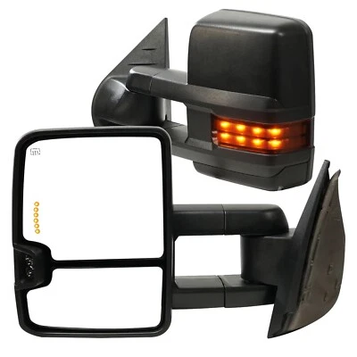 Towing Mirror For Silverado Sierra 2014-2018 W/ Amber signal Arrow light Pair - Изображение 1 из 4