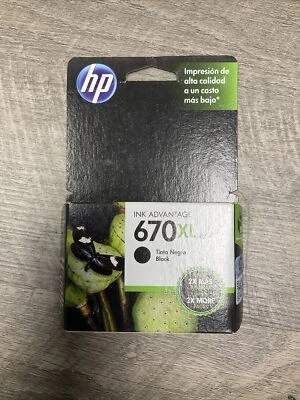 HP 670XL Original OEM CZ117AL Black Ink Cartridge Tinta Negra Exp 2018 - Image 1 of 4