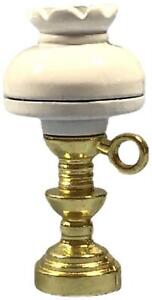 Dolls House White & Gold Oil Table Lamp Non Working 1:12 Ornament Accessory
